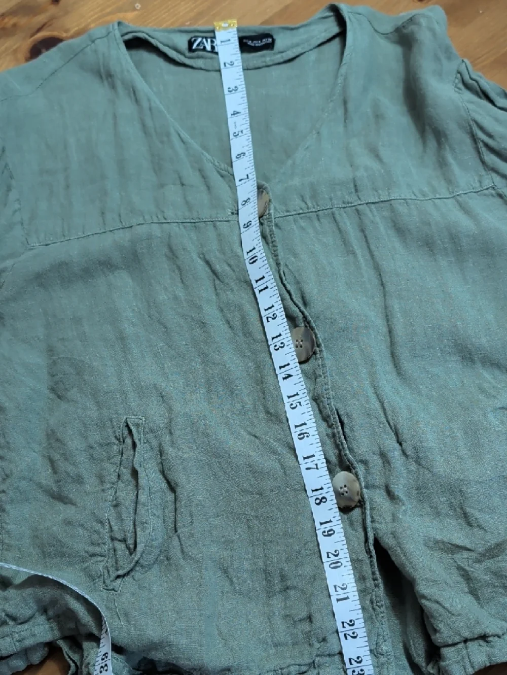 Zara Olive Green Lightweight Linen-Blend Top - Picture 9 of 9